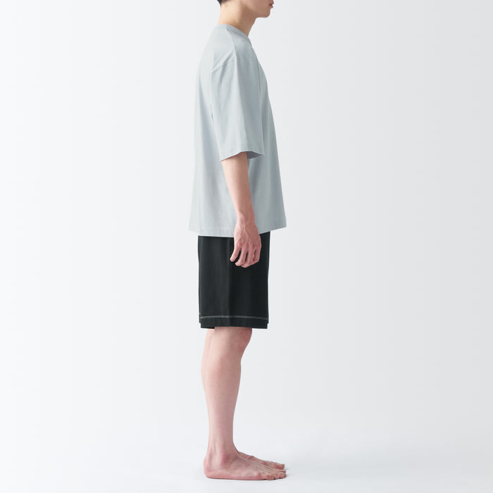 Pijama Muji Moisture-Wicking Cotton Short Sleeve Loungewear Hombre Gris | JF8H4E91Q
