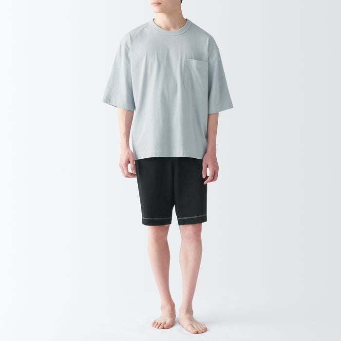 Pijama Muji Moisture-Wicking Cotton Short Sleeve Loungewear Hombre Gris | TX0A4N21O