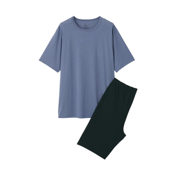 Pijama Muji Polyester Rayon Short Sleeve Loungewear Hombre Azules | UX9G4M82H