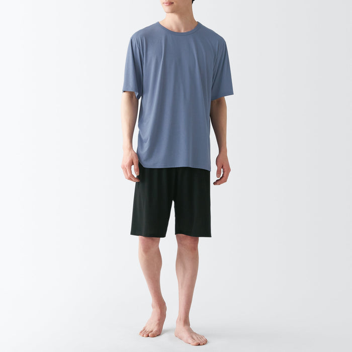 Pijama Muji Polyester Rayon Short Sleeve Loungewear Hombre Azules | UX9G4M82H