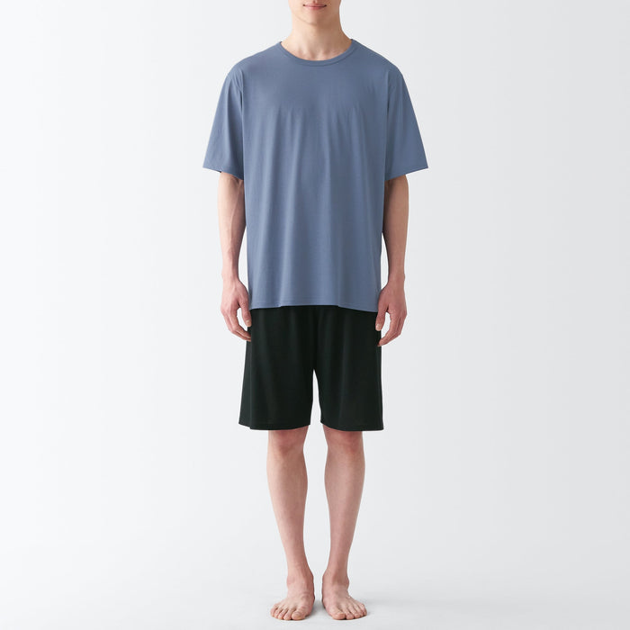 Pijama Muji Polyester Rayon Short Sleeve Loungewear Hombre Azules | UX9G4M82H