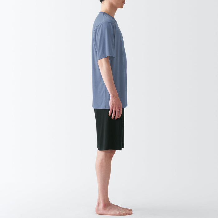 Pijama Muji Polyester Rayon Short Sleeve Loungewear Hombre Azules | UX9G4M82H