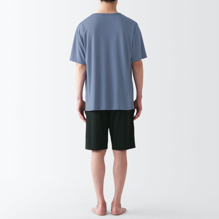 Pijama Muji Polyester Rayon Short Sleeve Loungewear Hombre Azules | UX9G4M82H