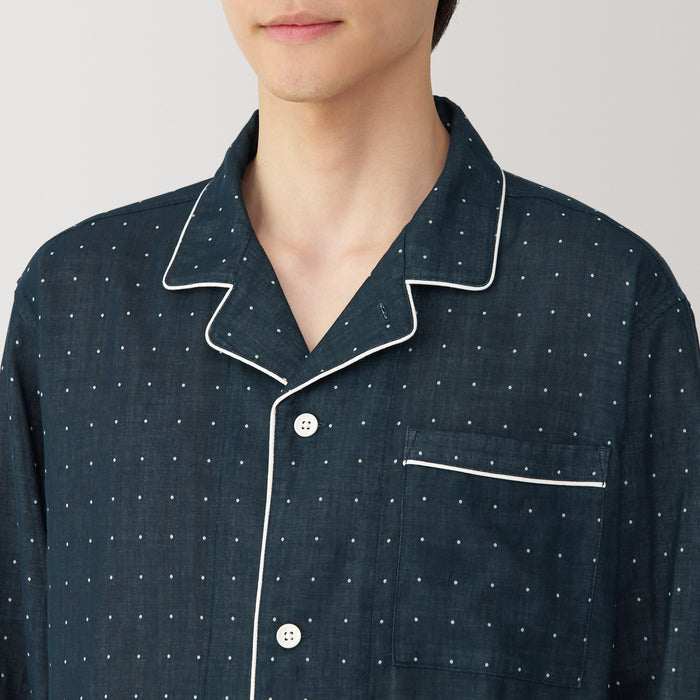 Pijama Muji Side Seamless Double Gauze Hombre Negras | BJ3F5P31E