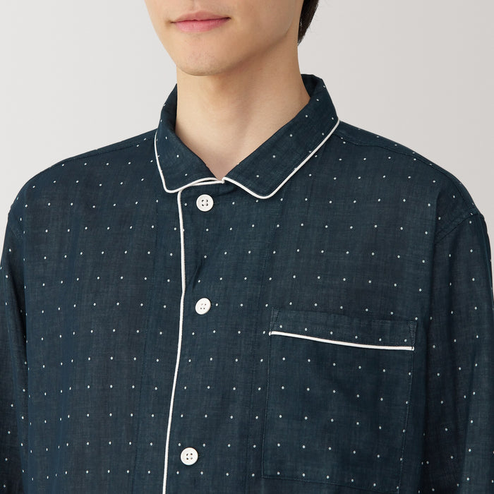 Pijama Muji Side Seamless Double Gauze Hombre Negras | BJ3F5P31E