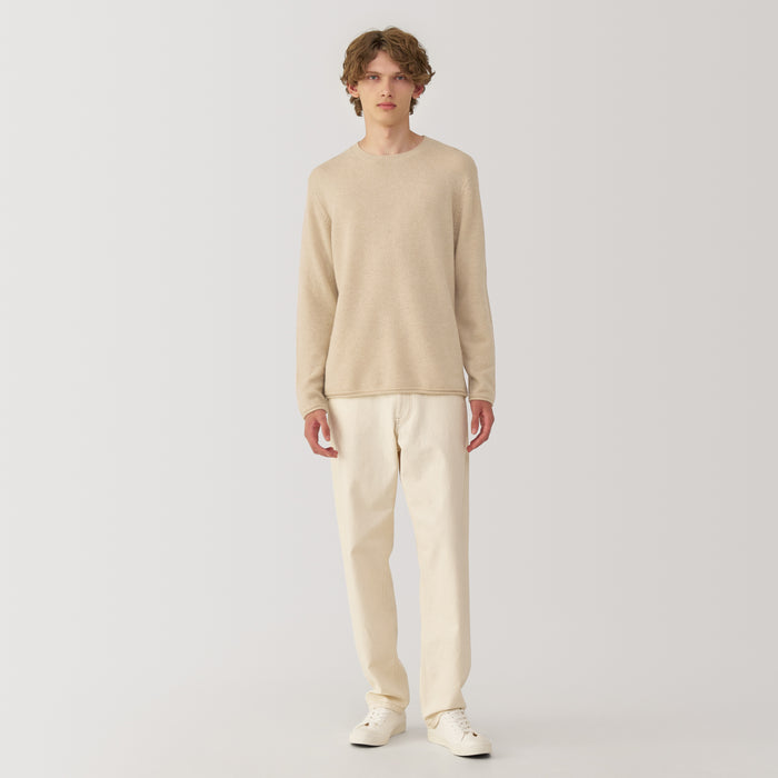 Suéteres Muji Labo Natural Cashmere Crew Neck Hombre Beige | EV1D9Q45B