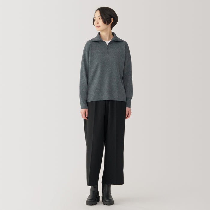 Suéteres Muji Washable Milano Ribbed Half Zip Mujer Gris | SA2A7C06D
