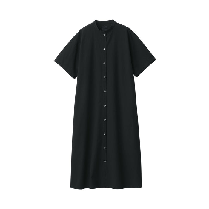 Vestido Muji Cool Touch Broadcloth Stand Collar Short Sleeve Mujer Negras | GW5L8A27A