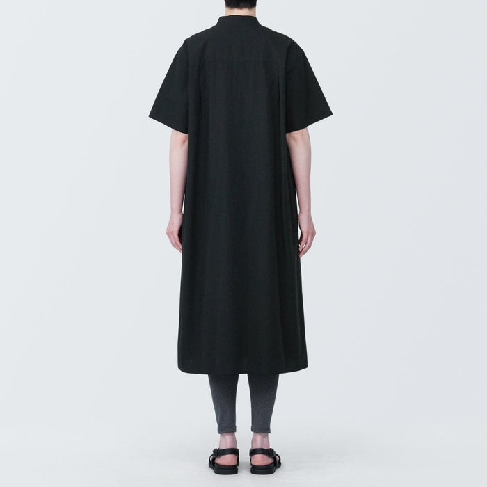 Vestido Muji Cool Touch Broadcloth Stand Collar Short Sleeve Mujer Negras | GW5L8A27A