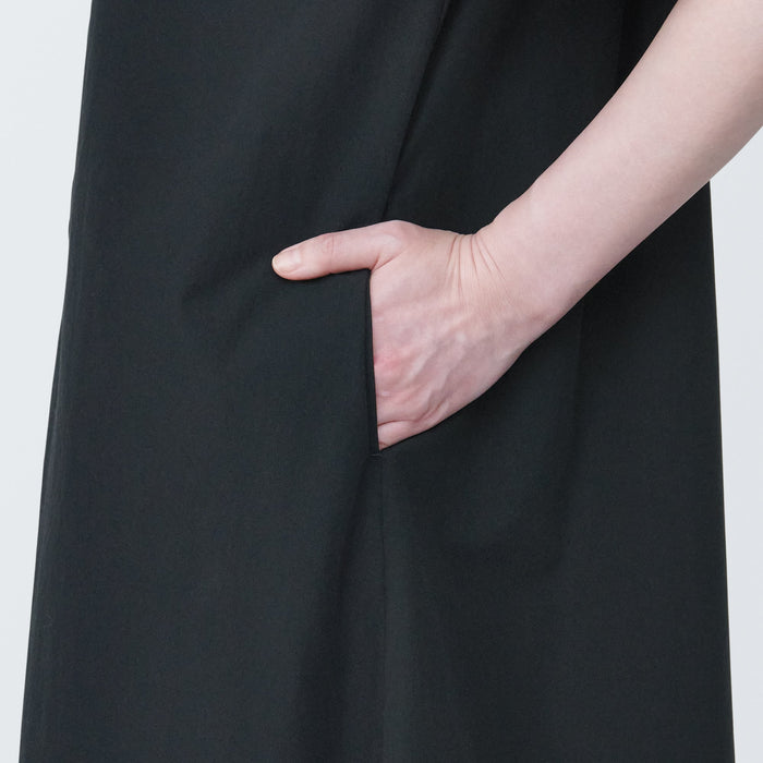 Vestido Muji Cool Touch Broadcloth Stand Collar Short Sleeve Mujer Negras | GW5L8A27A