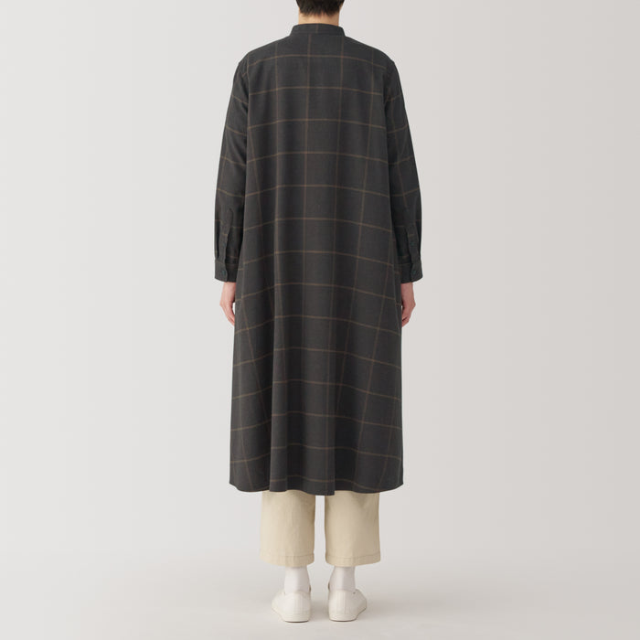Vestido Muji Flannel Stand Collar Long Sleeve Patterned Mujer Negras | TS0I0O24A
