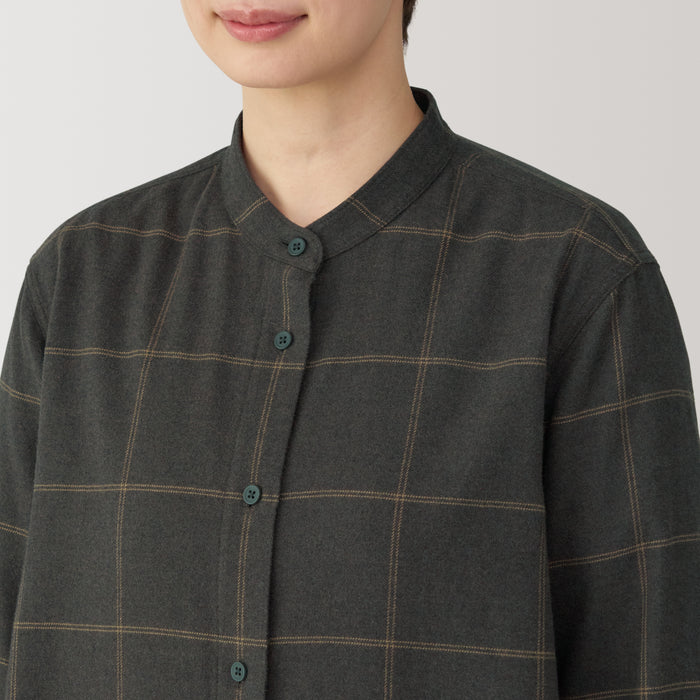 Vestido Muji Flannel Stand Collar Long Sleeve Patterned Mujer Negras | TS0I0O24A