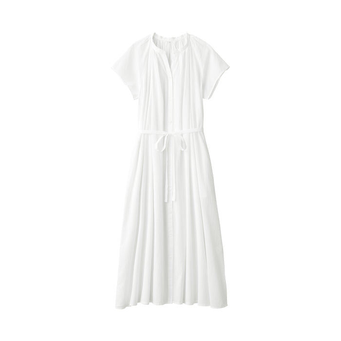Vestido Muji High-Twist Veil French Sleeve Mujer Blancas | NZ8V8X84Y