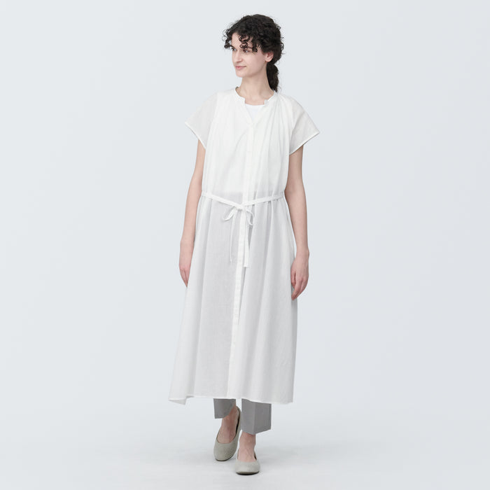 Vestido Muji High-Twist Veil French Sleeve Mujer Blancas | NZ8V8X84Y