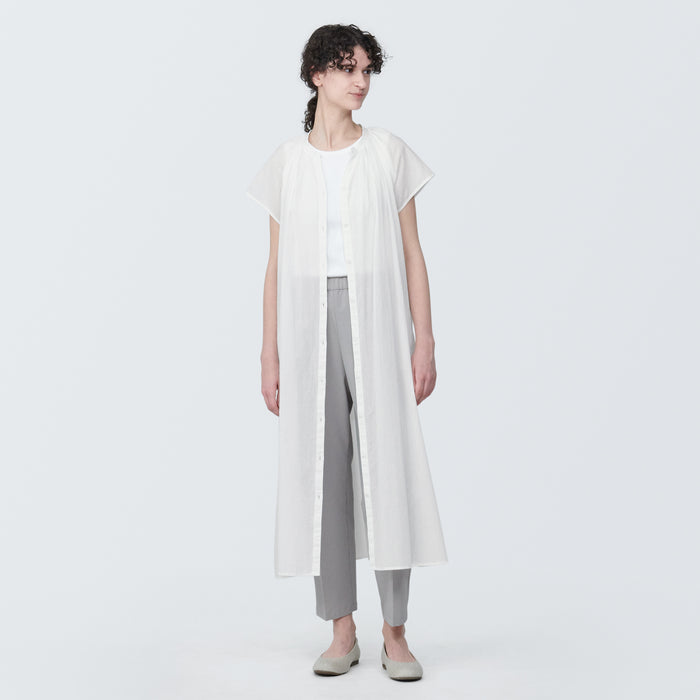 Vestido Muji High-Twist Veil French Sleeve Mujer Blancas | NZ8V8X84Y
