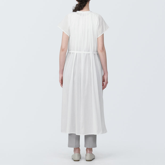 Vestido Muji High-Twist Veil French Sleeve Mujer Blancas | NZ8V8X84Y