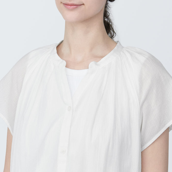 Vestido Muji High-Twist Veil French Sleeve Mujer Blancas | NZ8V8X84Y