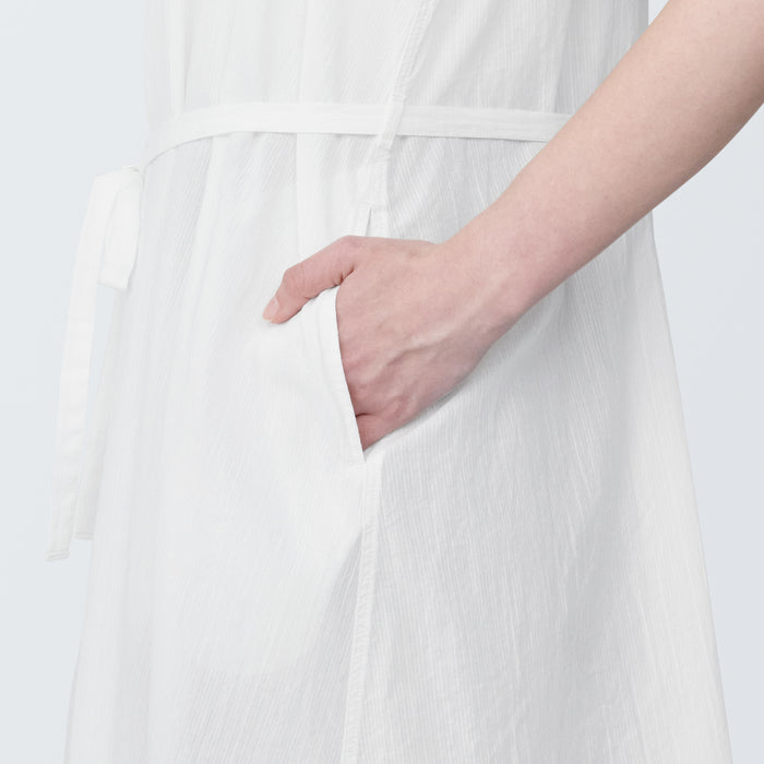 Vestido Muji High-Twist Veil French Sleeve Mujer Blancas | NZ8V8X84Y